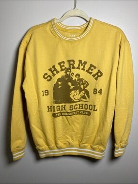 The Breakfast Club Shermer High School Yellow Crewneck Varsity Sweatshirt Medium